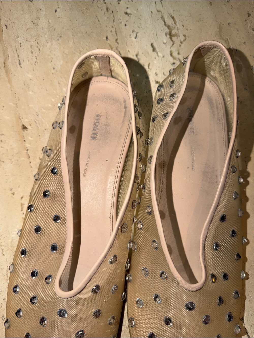 Embellished Nude Mesh Ballet Flats - Picture 3 of 5